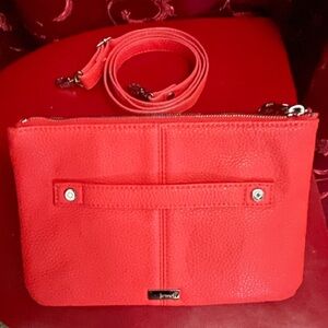 Jewell By Thirty One Street Style Crossbody Purse Coral Pink Orange Pebbled
